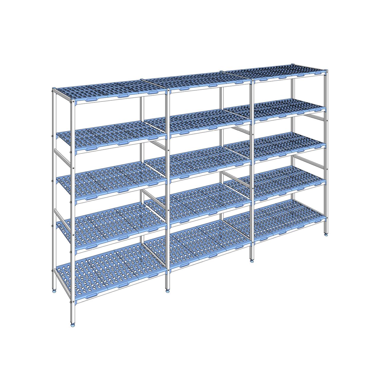 Rayonnage à clayettes amovible 5 niveaux aluminium 205 x 347.2 x 50 cm Tournus - PLN3472