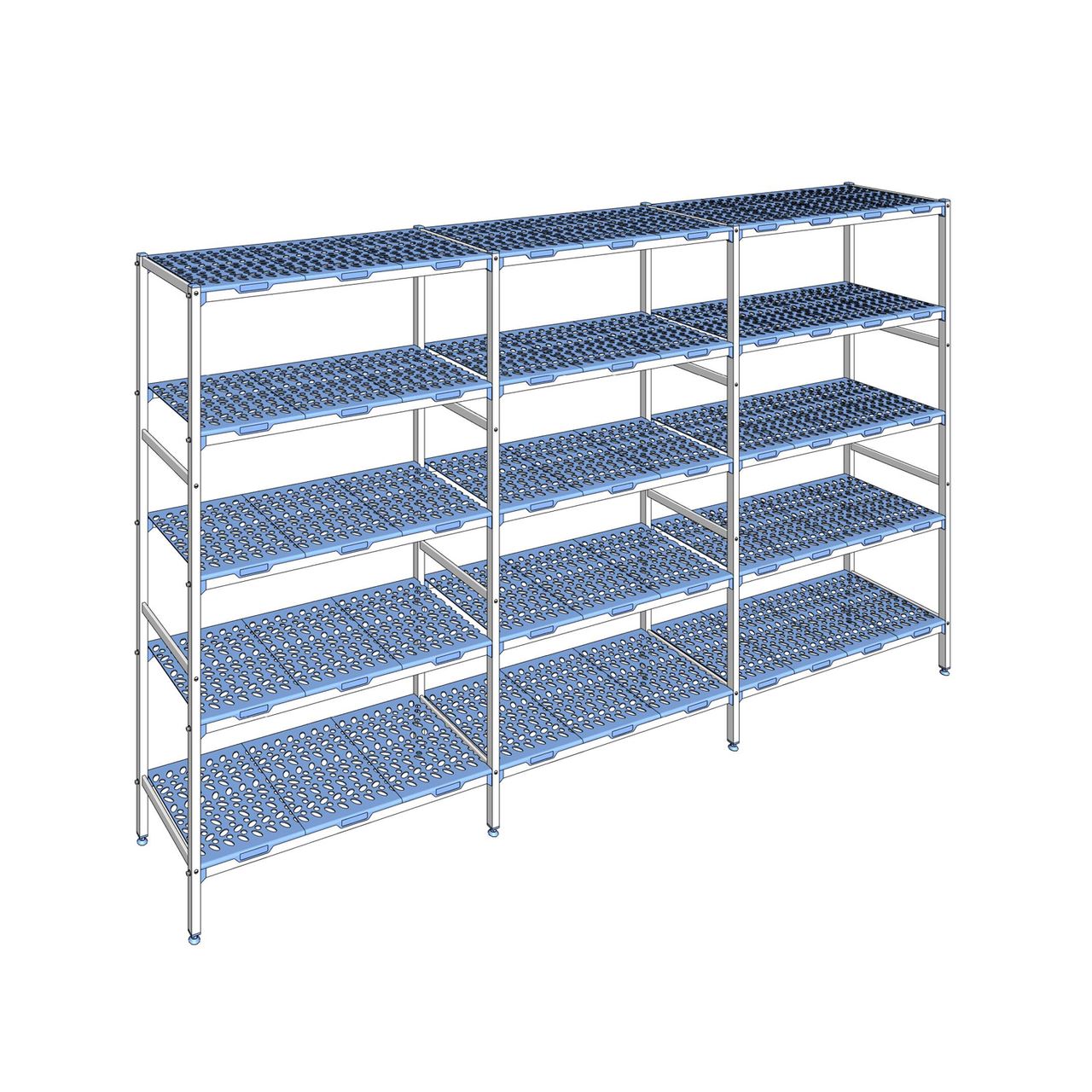 Rayonnage à clayettes amovible 5 niveaux aluminium 205 x 357.2 x 50 cm Tournus - PLN3572