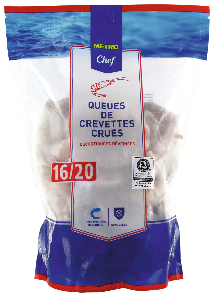 METRO Chef Queues de crevette crues 16/20 sachet 1 kg