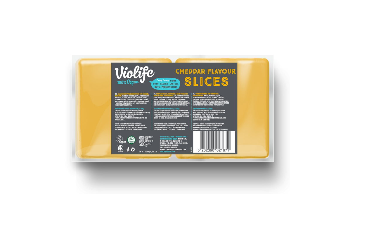Violife Vegan saveur cheddar en tranches - barquette 500 g