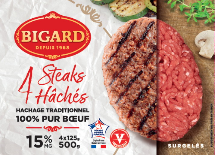 Bigard Steak haché pur boeuf 15% MG 4 x 125 g