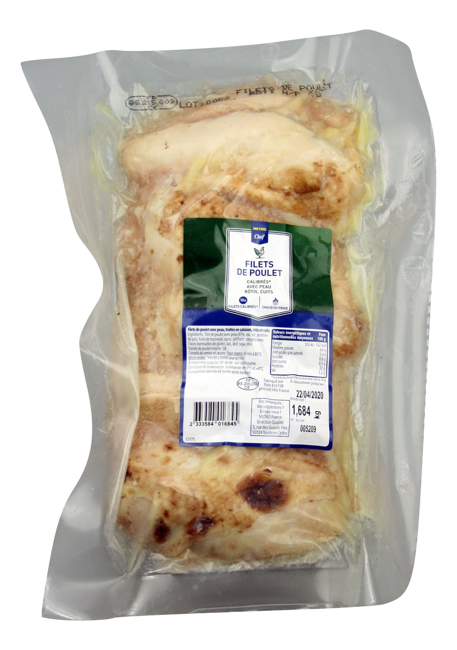 METRO Chef Filet de poulet avec peau cuit rôti x 10