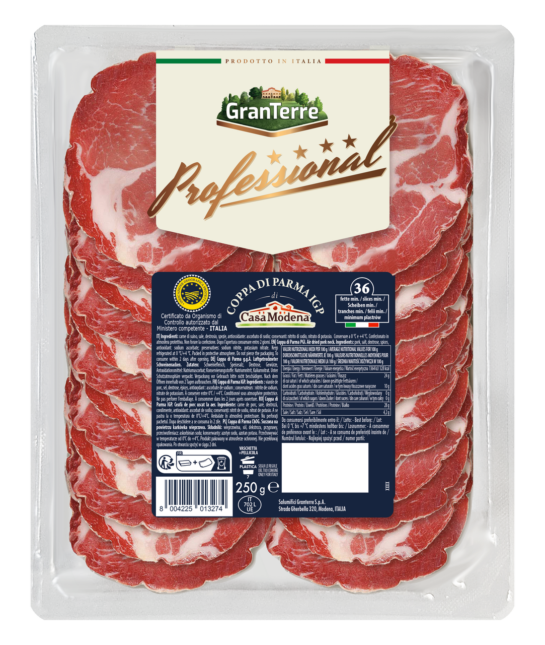 Casa Modena Coppa de parme IGP 26 tranches barquette 250 g