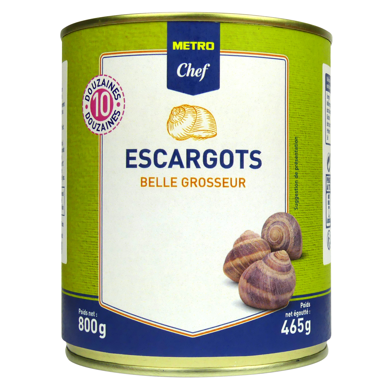 METRO Chef Escargots belle grosseur 10 douzaines soit 465 g