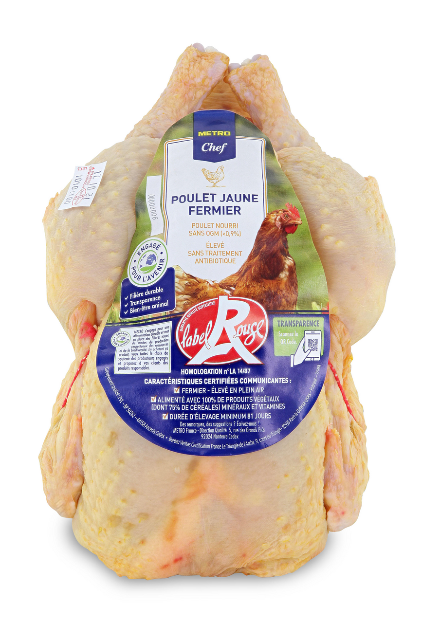 METRO Chef Poulet fermier jaune Label Rouge prêt à cuire nu France