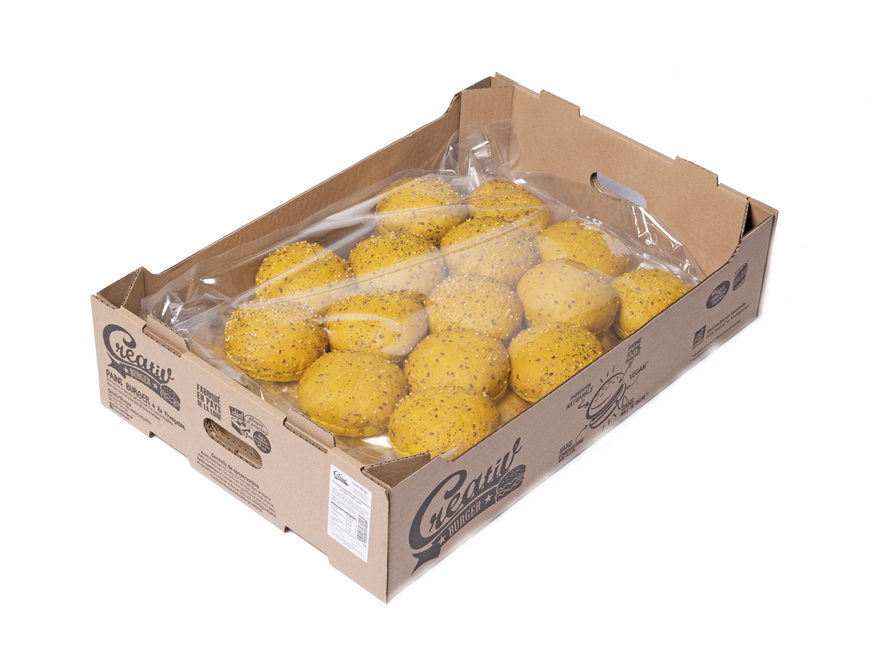 Creativ Burger Pain hamburger jaune curcuma plateau 30 x 80 g