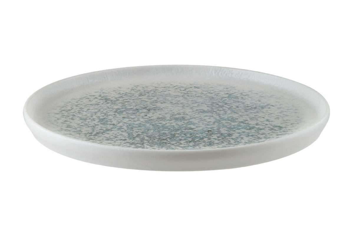 BONNA Assiette plate en porcelaine blanche tachetée de bleu Lunar 22 cm