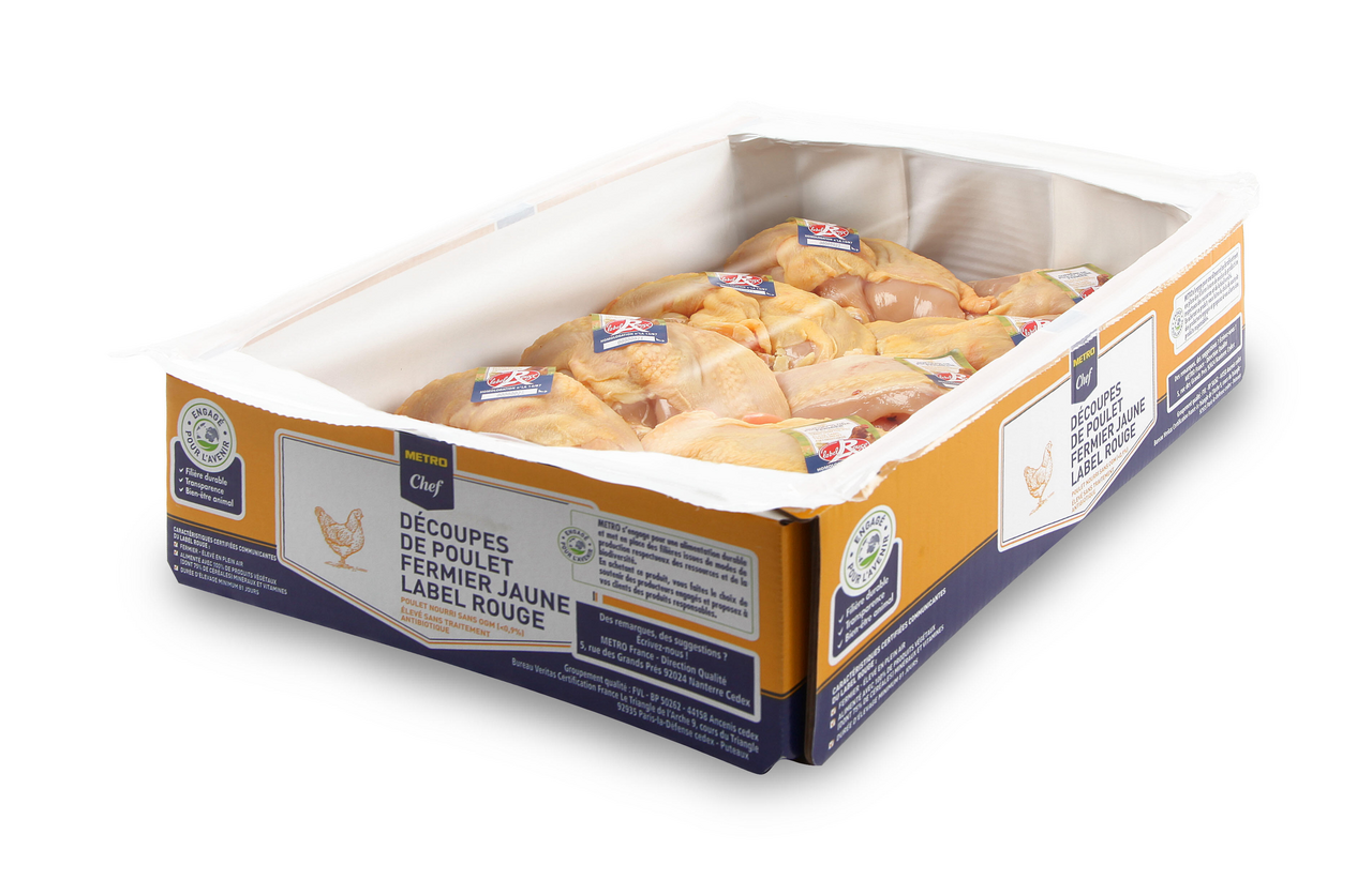 METRO Chef Suprême de poulet fermier jaune Label Rouge 10 pièces carton fenêtre France