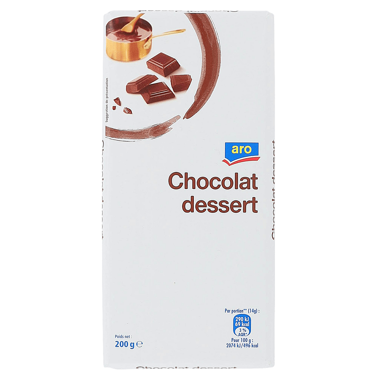 aro Tablette chocolat noir pâtissier 200 g