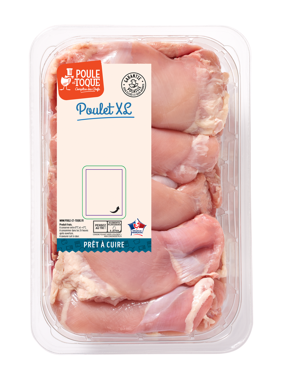 POULE et TOQUE Haut de cuisse de poulet VF 2.5 kg sans os semi paré sous atmosphère France