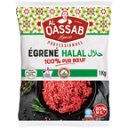 ALQASSAB Egrené de boeuf VBF halal 20% MG sachet 1 kg