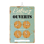 Securit Panneau pendulette vintage horaires 15 x 20 cm