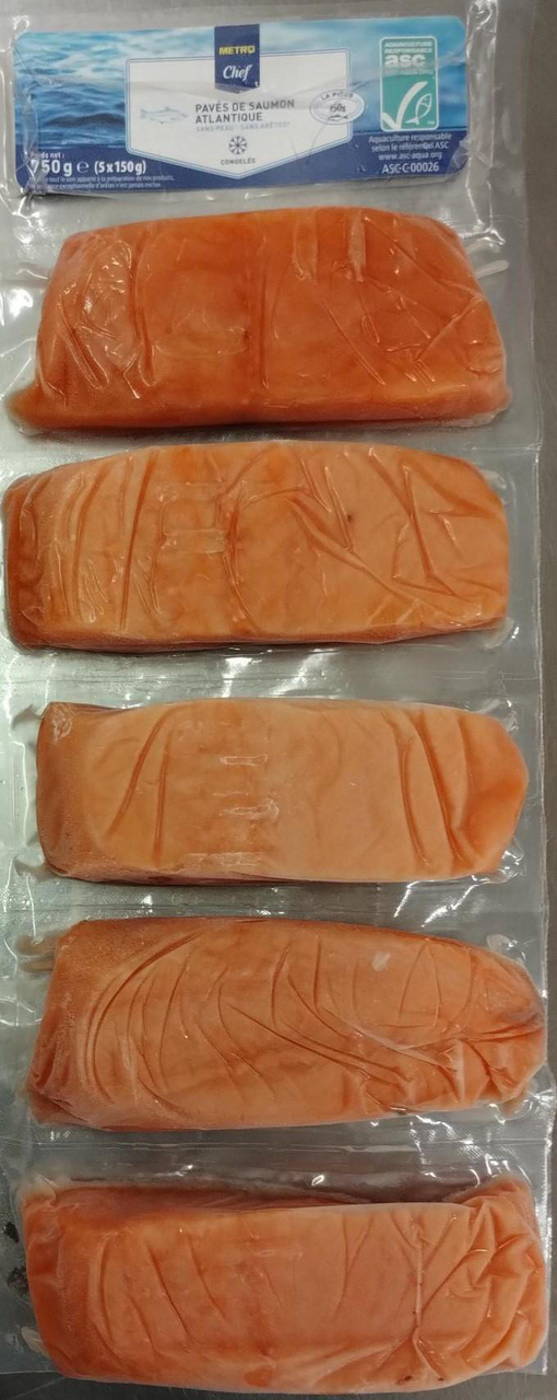 METRO Chef Pavé de saumon Atlantique ASC sans peau sans arêtes 5 x 150 g soit 750 g