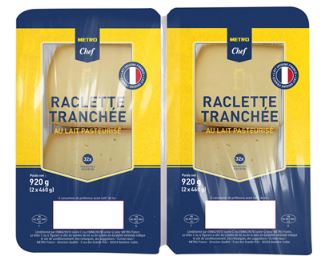 Barquette Raclette METRO Chef Fromage à raclette 30 tranches barquette 460 g x 2 - 920 g