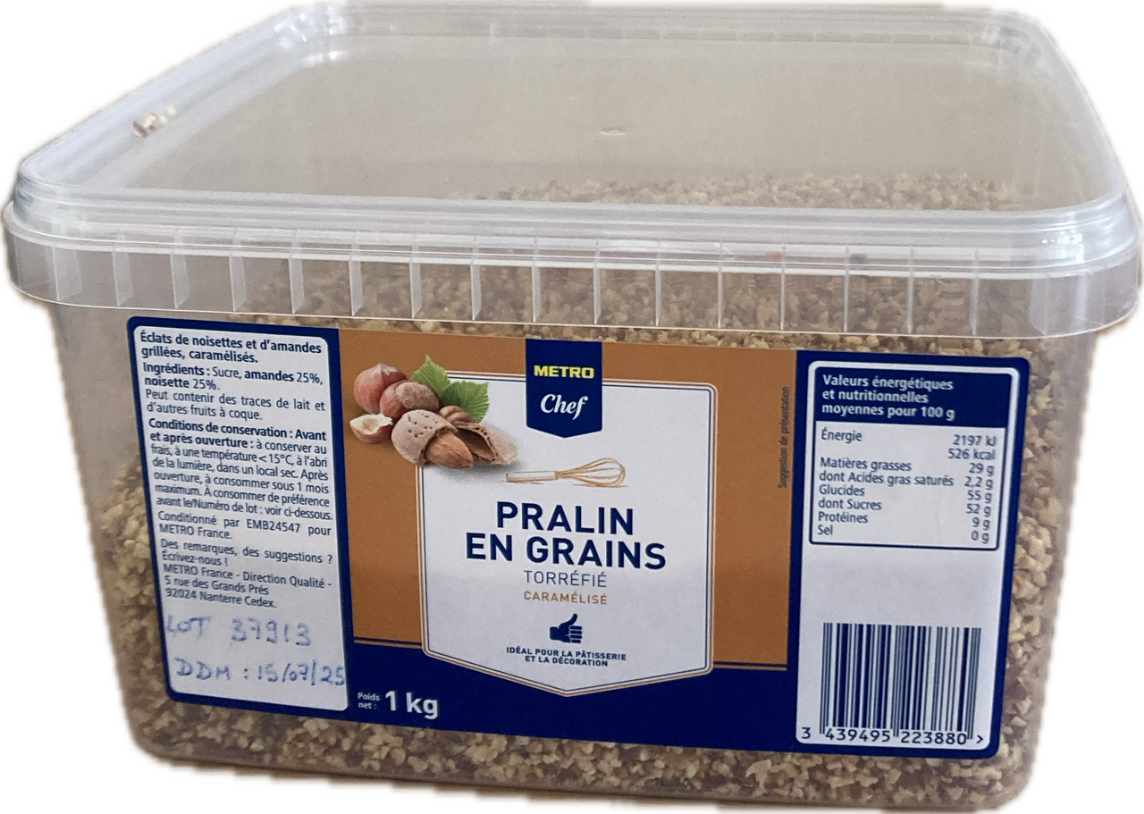 METRO Chef Pralin en grain torréfié et caramélisé boîte 1 kg