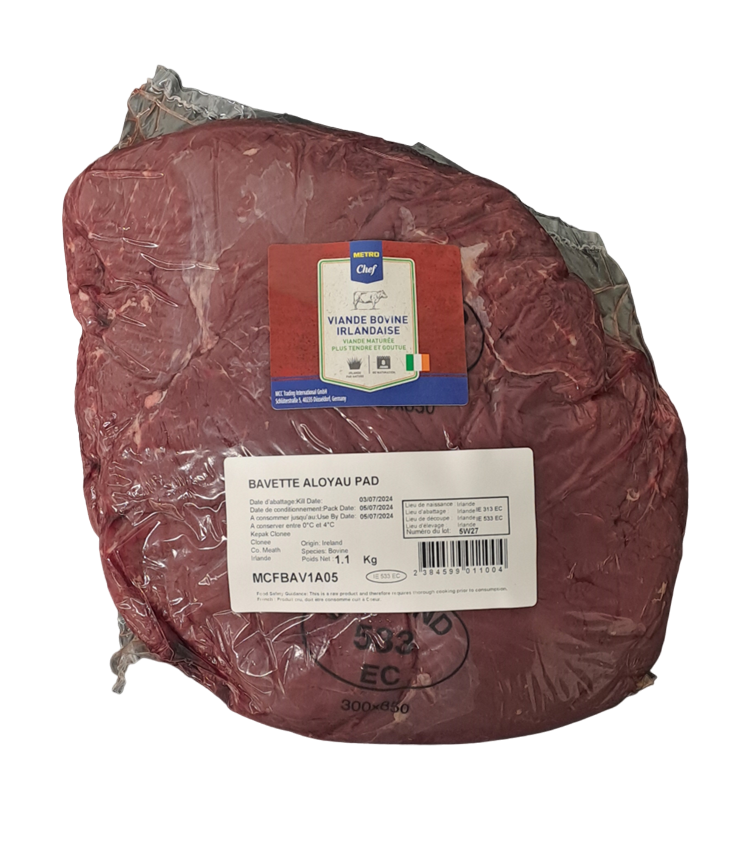 METRO Chef Bavette d'aloyau de Viande Bovine Irlandaise prête à découper sous vide 