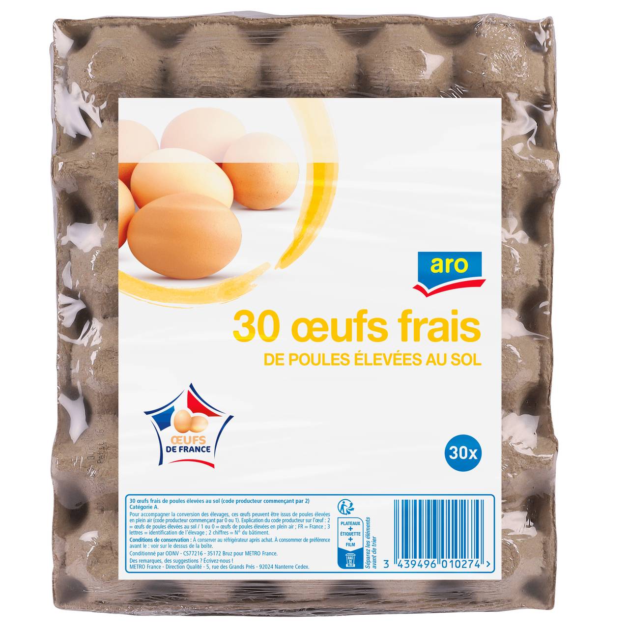 aro 30 Oeufs calibre moyen sol