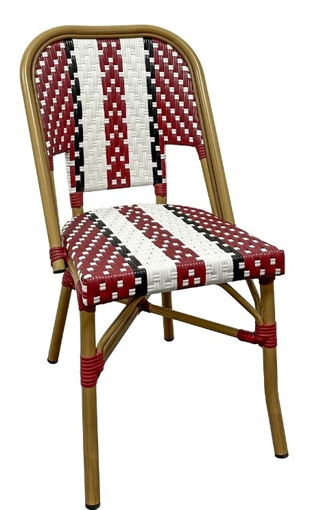 METRO PROFESSIONAL Chaise Pigalle en rotin rouge blanc
