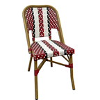 METRO PROFESSIONAL Chaise Pigalle en rotin rouge blanc