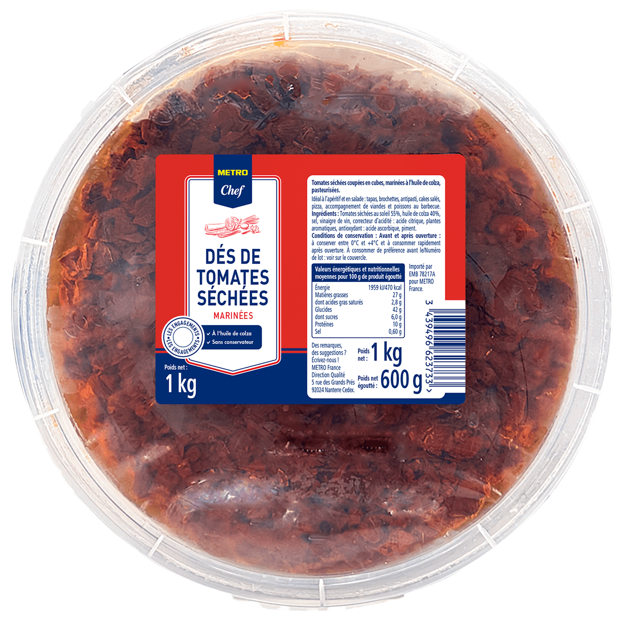 METRO Chef Dés de tomates séchées à l'huile 1 kg