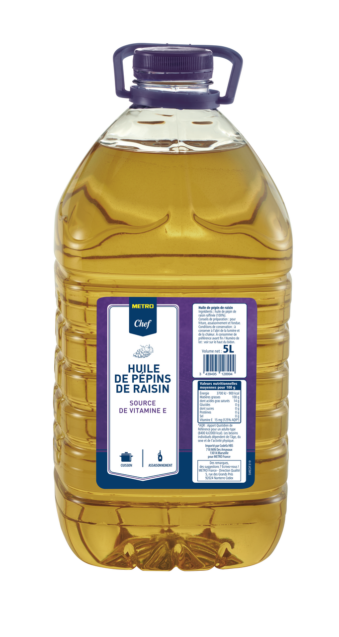 METRO Chef Huile de pépins de raisins 5 L