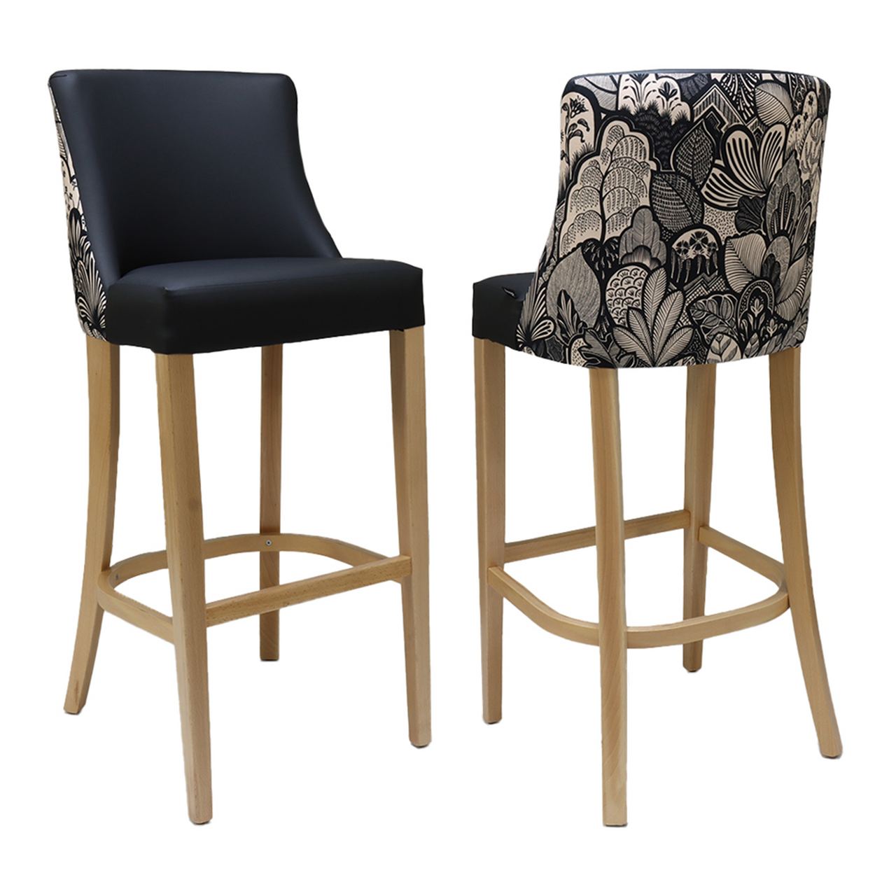 Reverdy Chaise haute Leona dossier tissu noir
