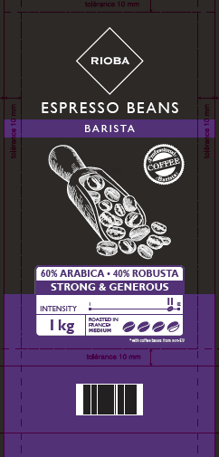 RIOBA Café en grains Barista 60% Arabica / 40% Robusta 1 kg