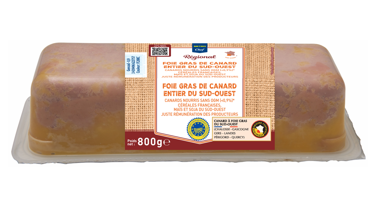 METRO Chef Foie gras de canard entier su Sud-Ouest IGP 800 g