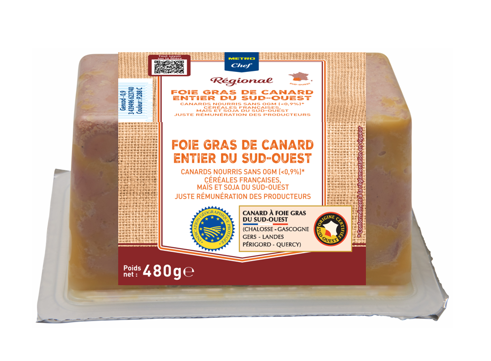 METRO Chef Foie gras de canard entier su Sud-Ouest IGP 480 g