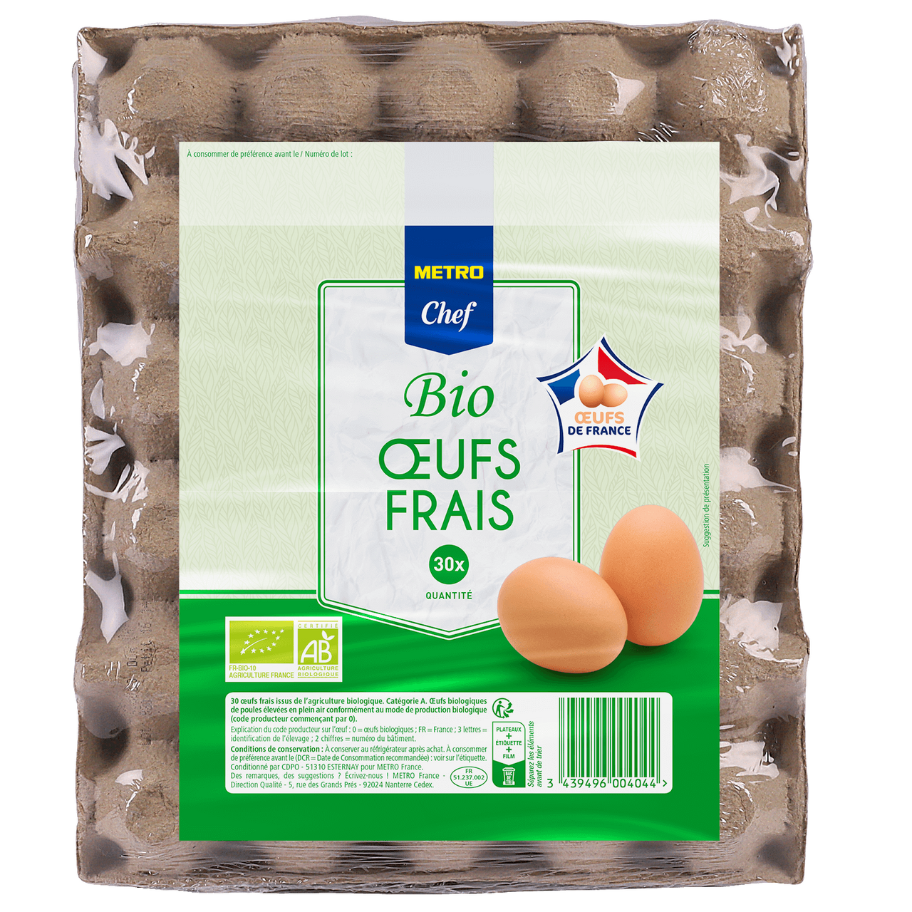 METRO Chef 30 Oeufs BIO calibre moyen / gros 