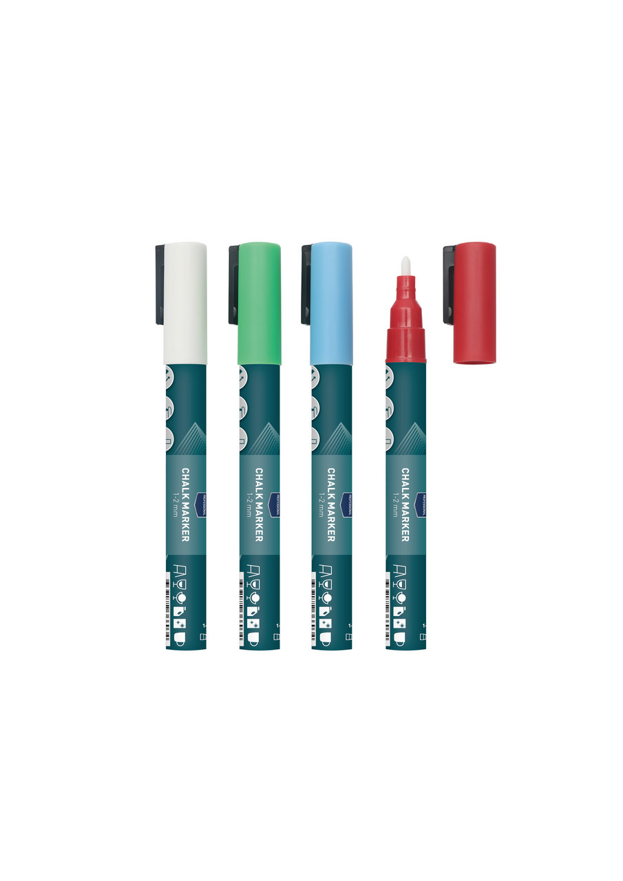 METRO PROFESSIONAL Feutre craie x 4 couleurs assorties 1-2 mm