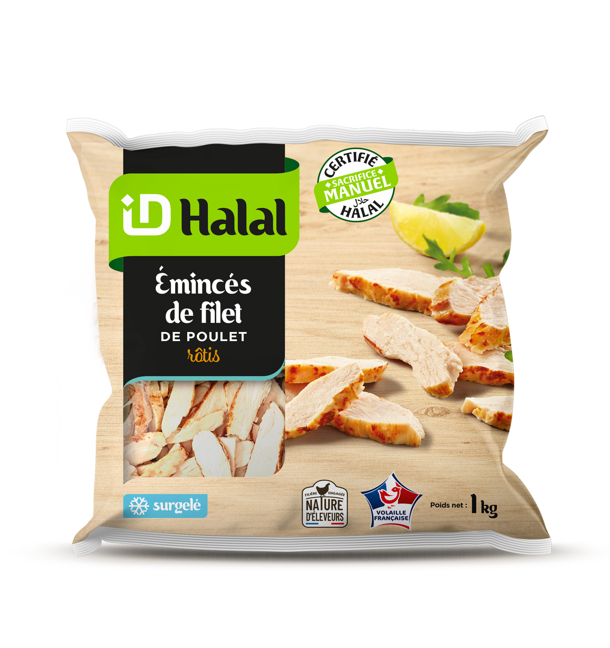 ID halal Emincé de filet de poulet IQF halal 1 kg