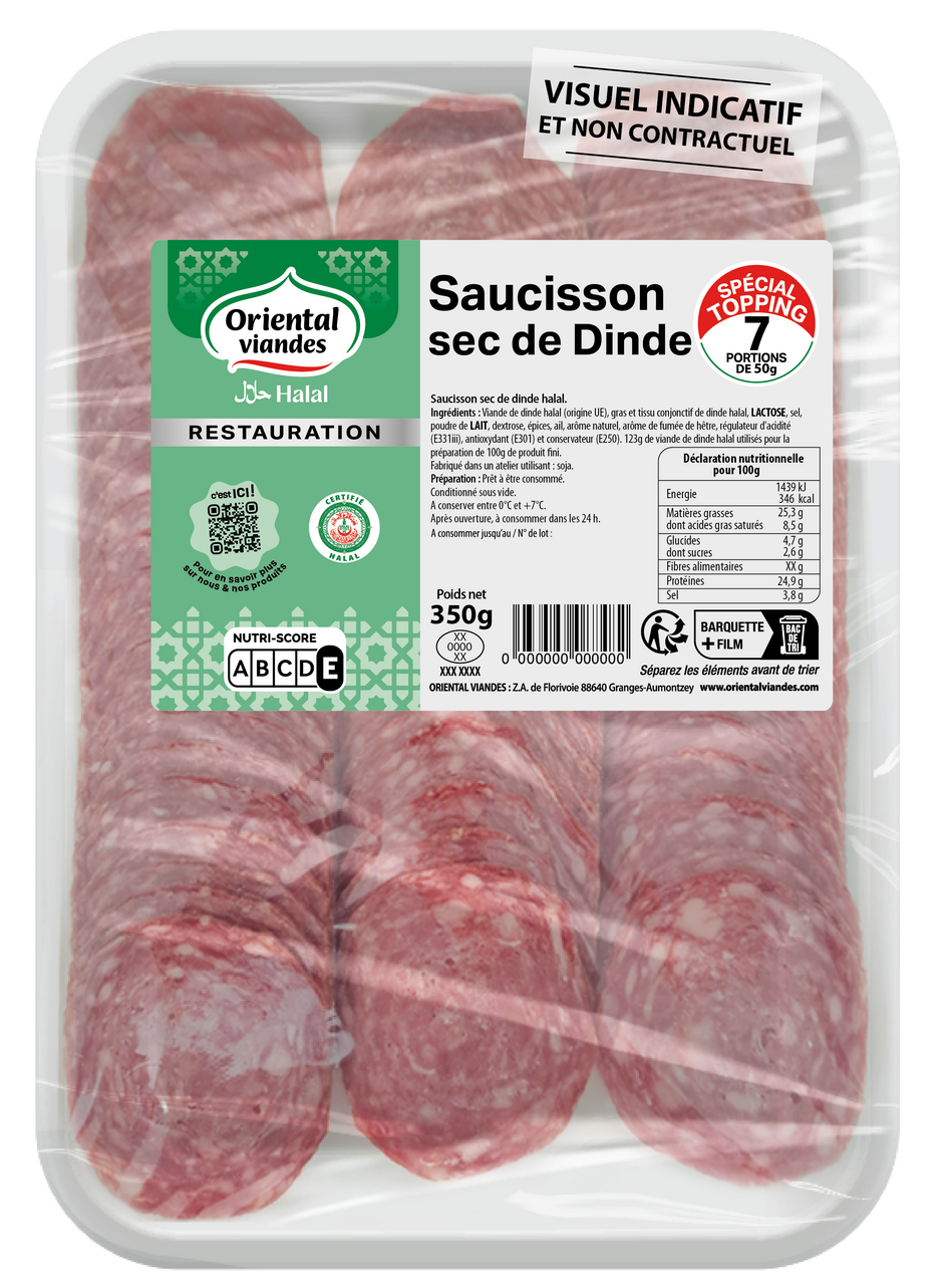 Oriental Viandes Saucisson sec de dinde Halal 350 g