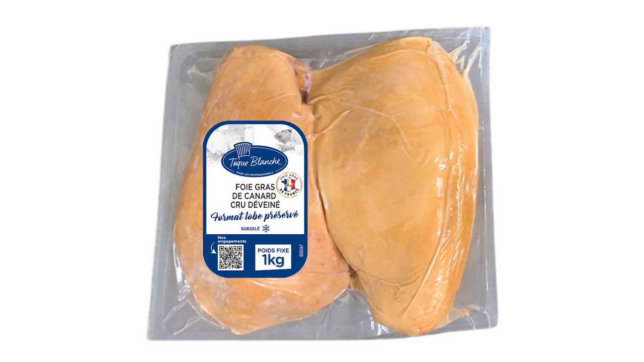 Toque Blanche Plaque de foie gras de canard cru déveiné 1 kg