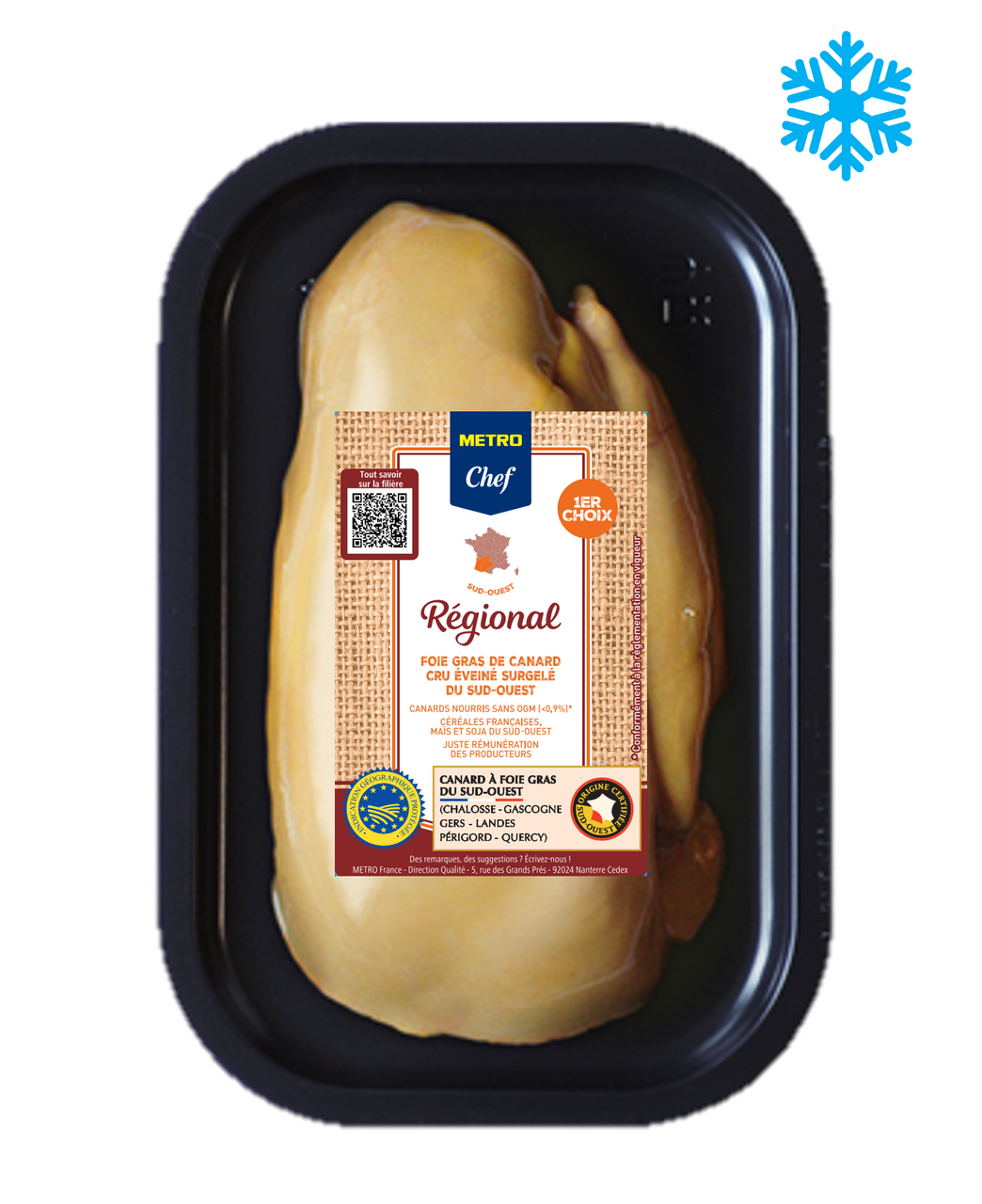 METRO Chef Foie gras de canard cru 1er choix IGP déveiné