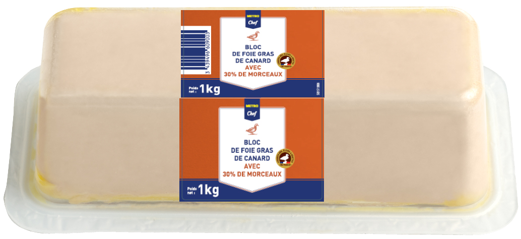 METRO Chef Bloc de foie gras de canard 30% de morceaux 1 kg