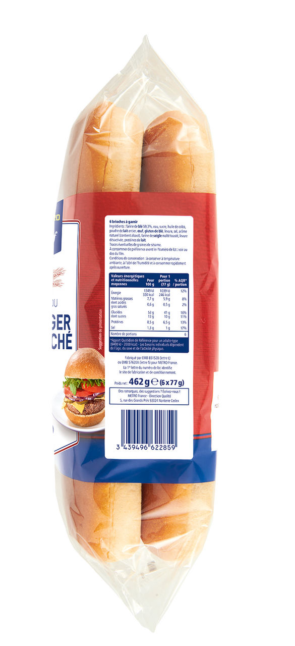 METRO Chef Pain Burgers brioché 6 x 77 g