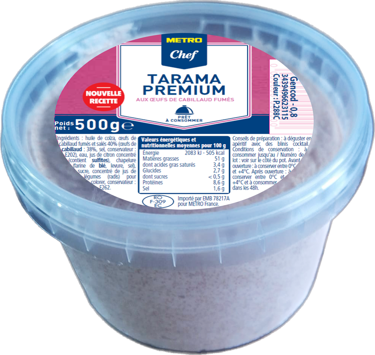 METRO Chef Tarama aux oeufs de cabillaud 38% 500 g