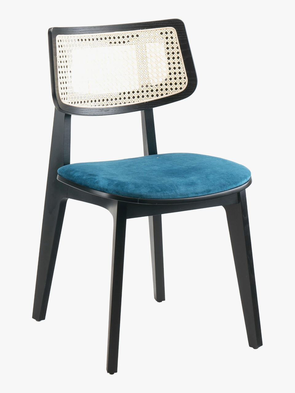 SACOM MOBILIER Chaise Pelle velours dos canné