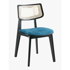 SACOM MOBILIER Chaise Pelle velours dos canné