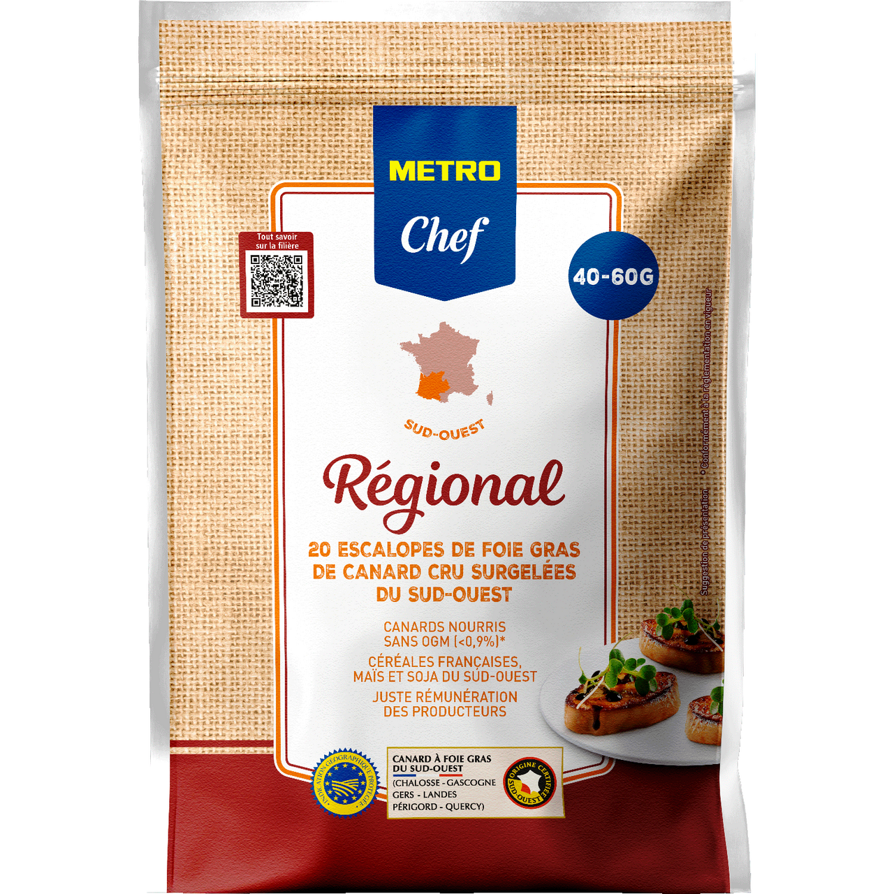 METRO Chef Foie gras cru en escalopes IGP 40/60