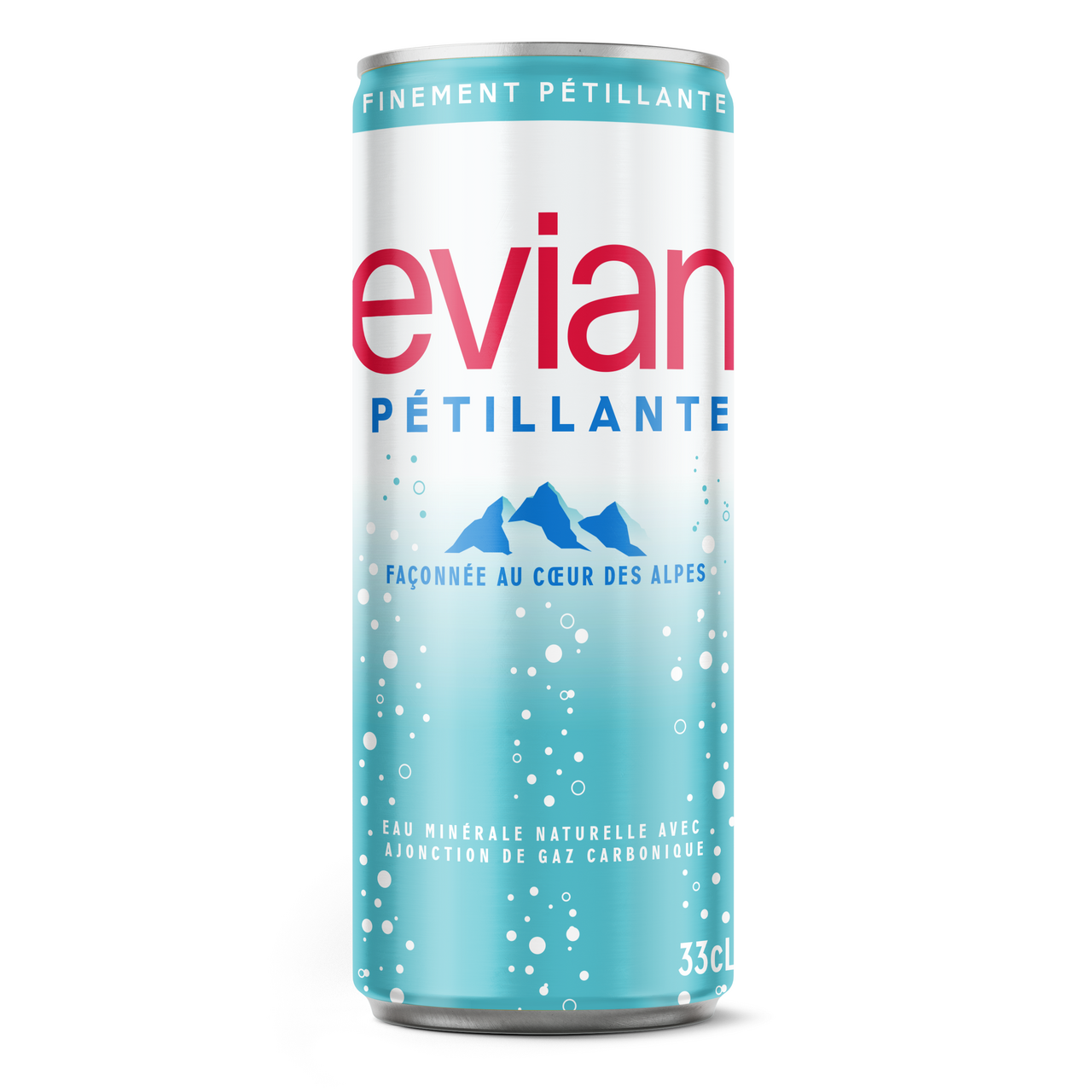 Evian Eau minérale naturelle gazeuse boîte 33 cl