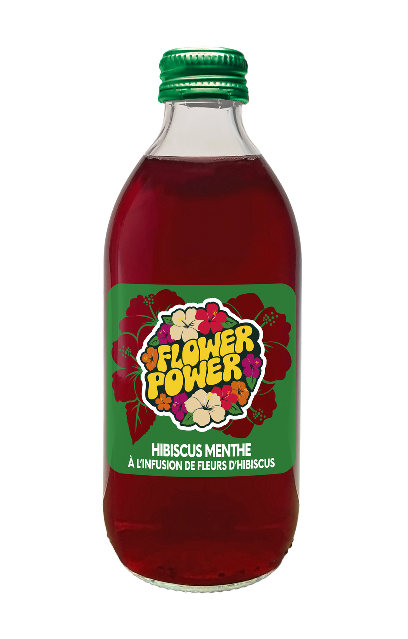 FLOWER POWER Infusion hibiscus menthe 33 cl verre perdu