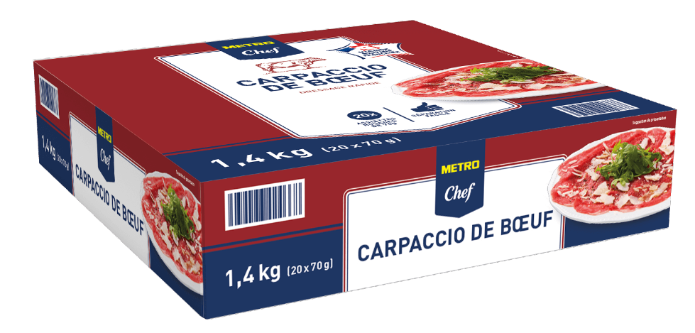 METRO Chef Carpaccio de bœuf VBF mariné 20 x 70 g