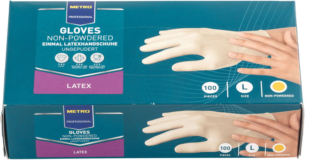 METRO PROFESSIONAL Latex rukavice nepuderirane bijele veličine l 100/1