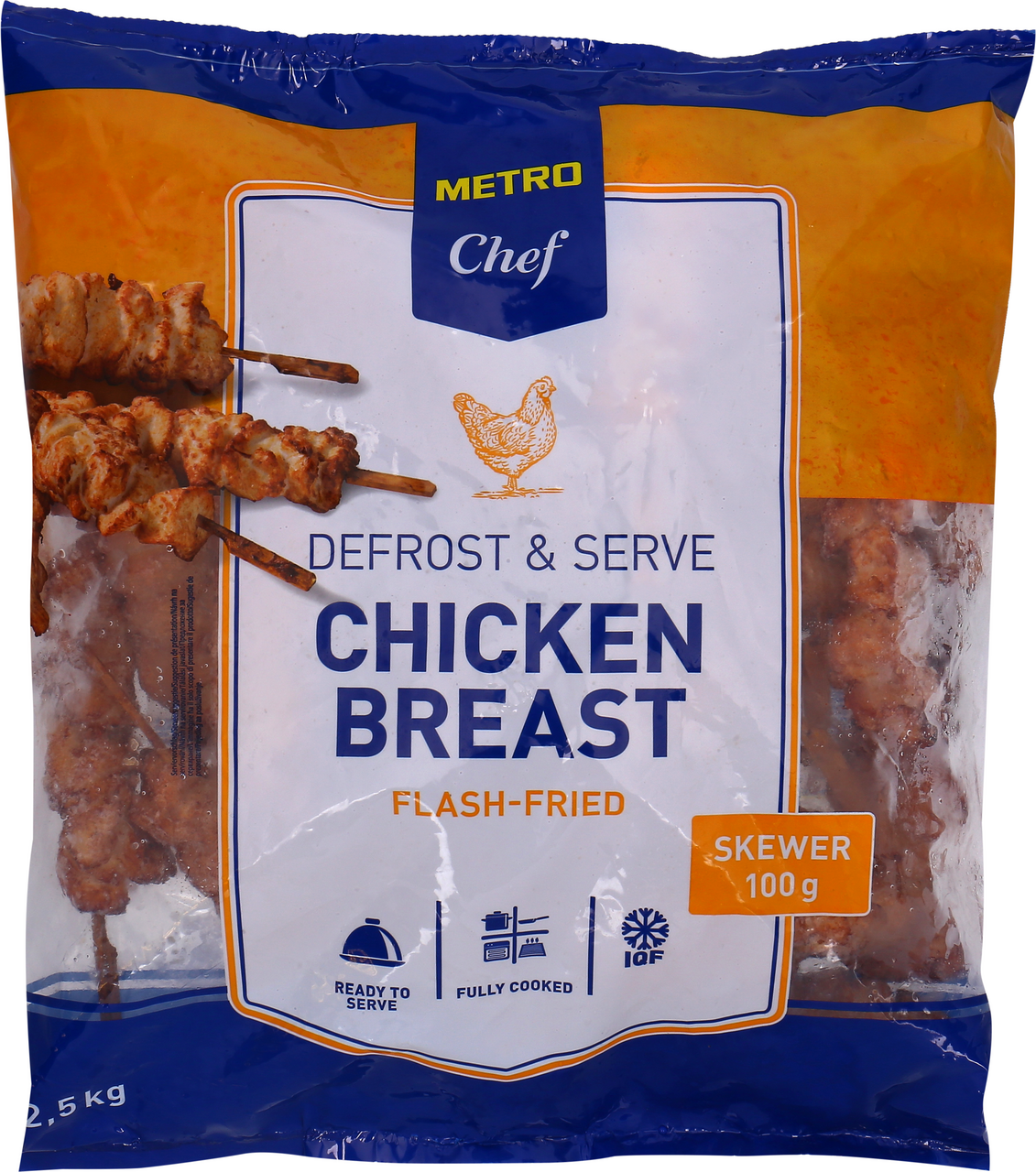 METRO Chef Pileća prsa ražnjići ca.100 g, prženi 2,5 kg