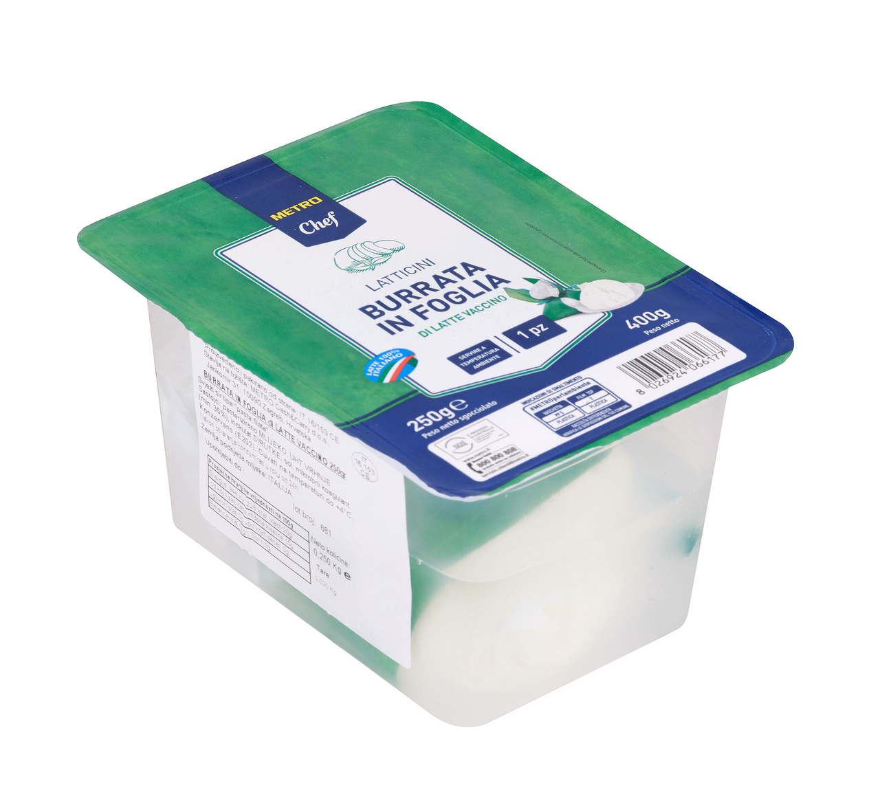 METRO Chef Burrata 250 g ( ocijeđena neto masa), ukupna masa: 400 g