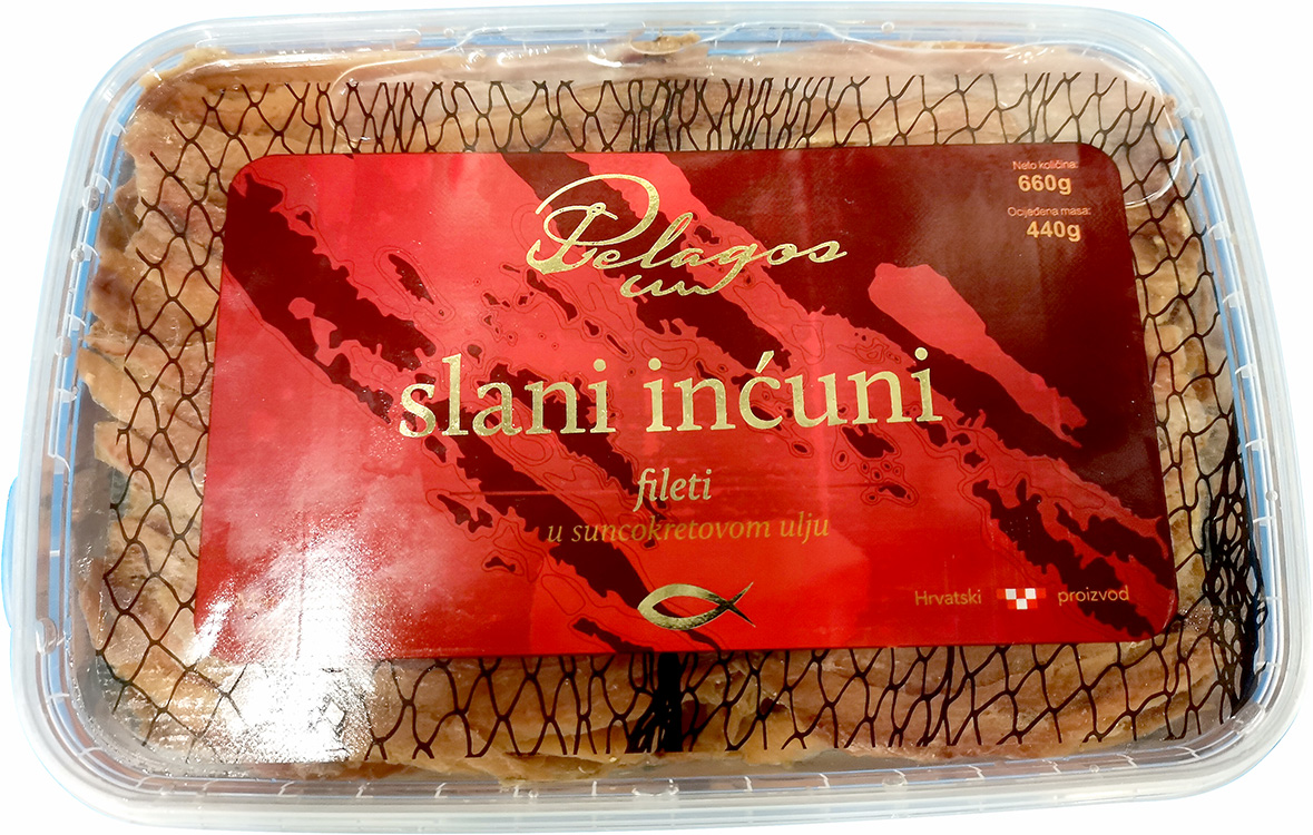 Pelagos Slani inćuni fileti u suncokretovom ulju, 660g