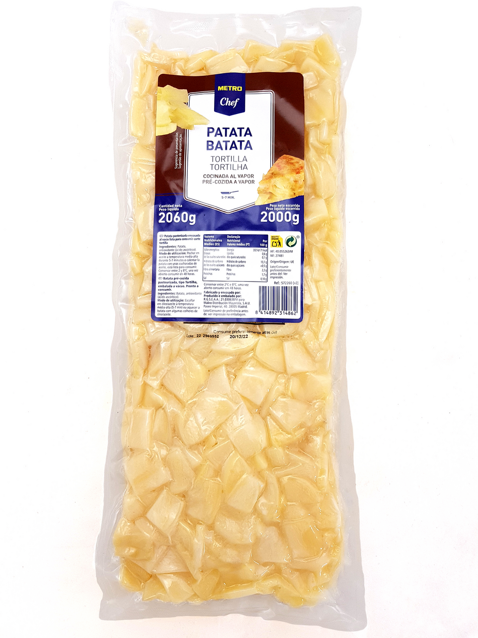 METRO Chef Krumpir oguljeni blanširani, tortilla 2 kg