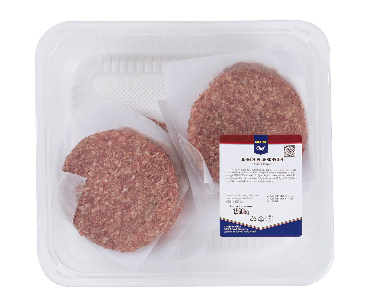 METRO Chef Juneća pljeskavica cca 150g/kom map cca 1,5 kg